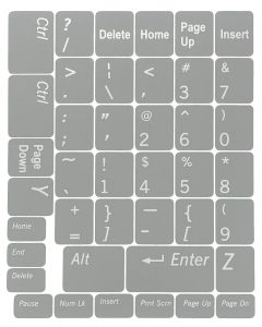 N48 Adesivos para Teclado - Fundo Cinza Claro - Conjunto Médio - 12,5mm x 10,5mm