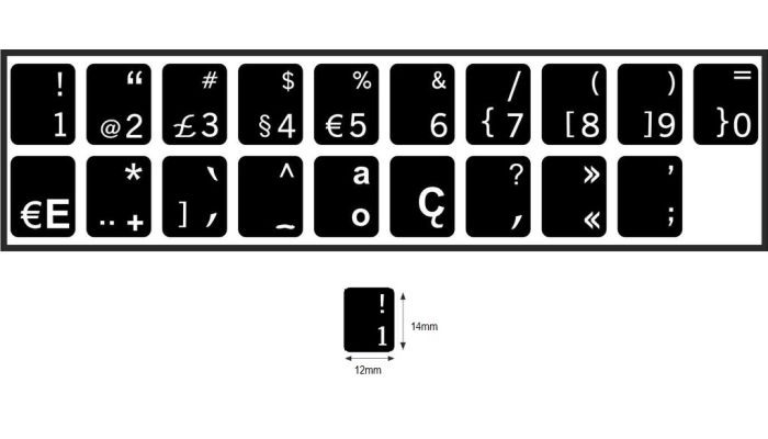 N19 Autocolantes - Português - kit médio - fundo preto - 14:12 mm