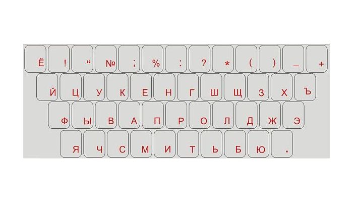 Autocolantes para o teclado - cirílico - vermelho legendas