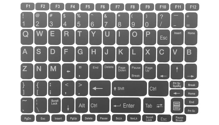 N50 Adesivos de Teclado - Fundo cinza escuro - grande conjunto - 12,5mm x 0,5mm
